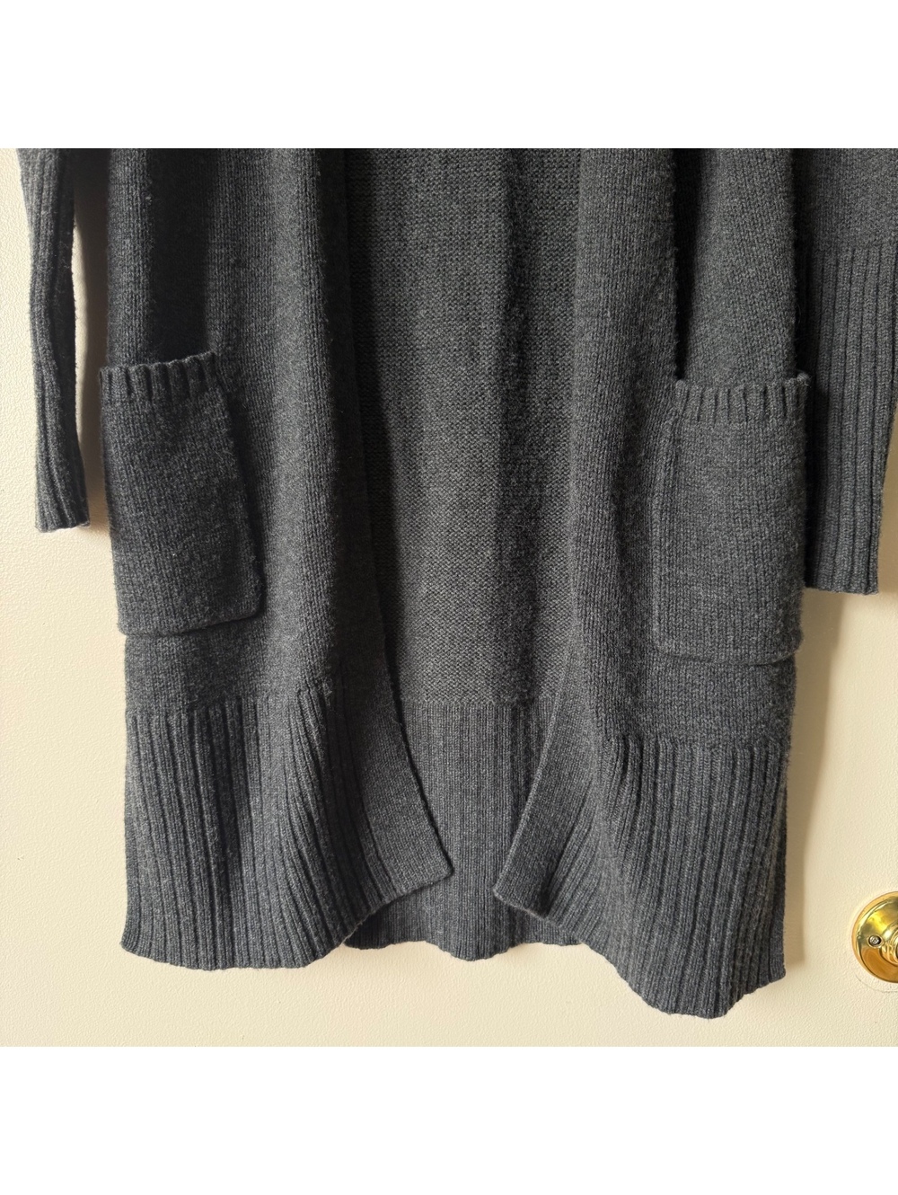 Athleta 100% Merino Wool Long Open Cardigan Sweater Gray Size S - Picture 4 of 8